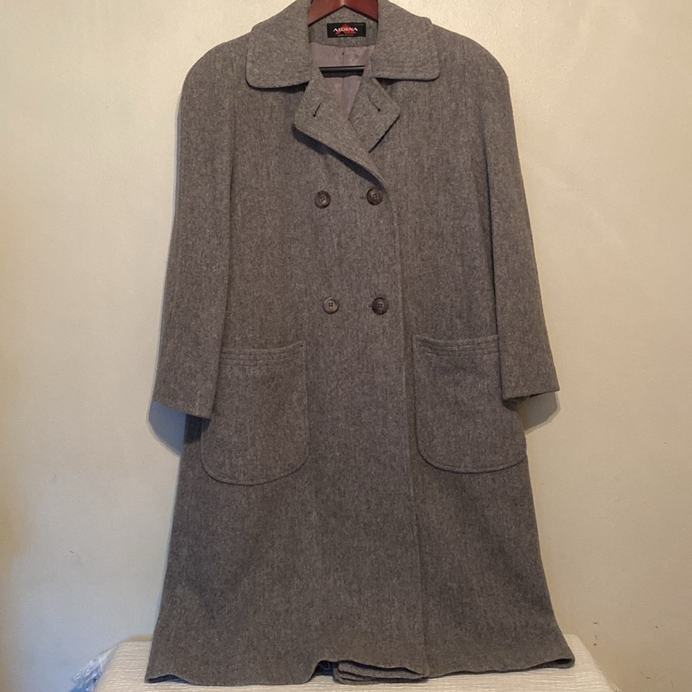 Alorna Vintage Gray Heather Wool Blend Maxi Coat Petite sized L or XL